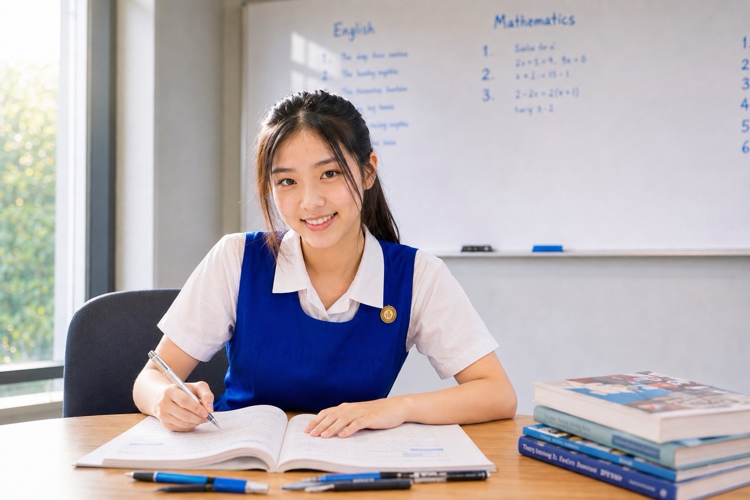 Three students studying together in an eduKate small-group classroom.