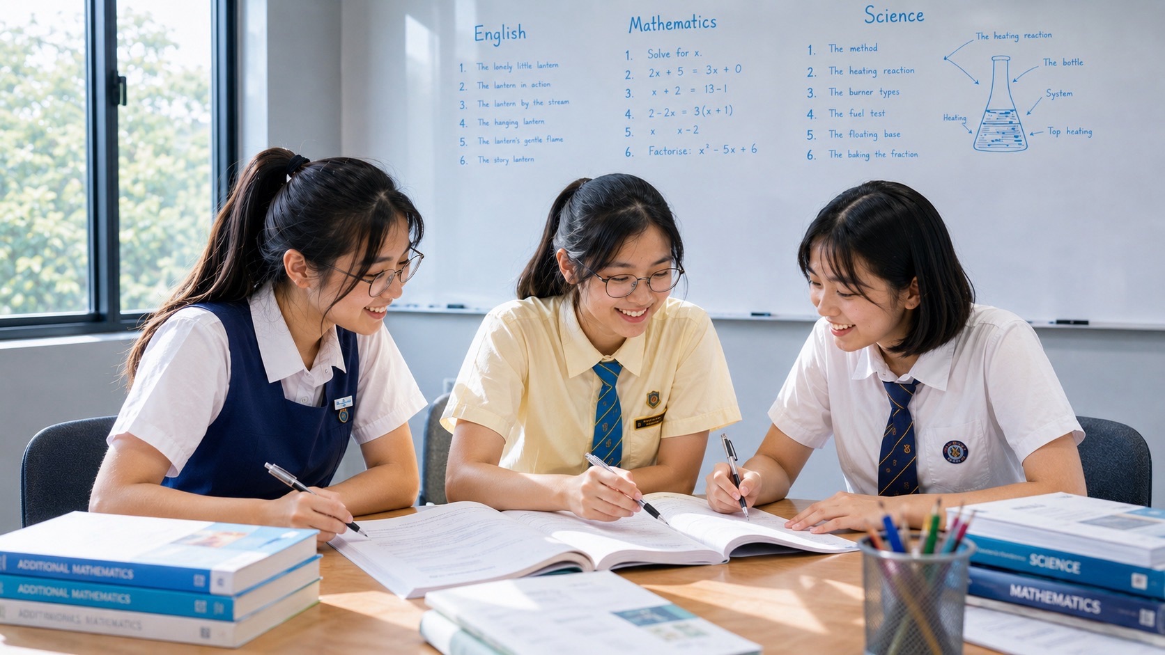 Secondary students working together during a small-group tuition lesson