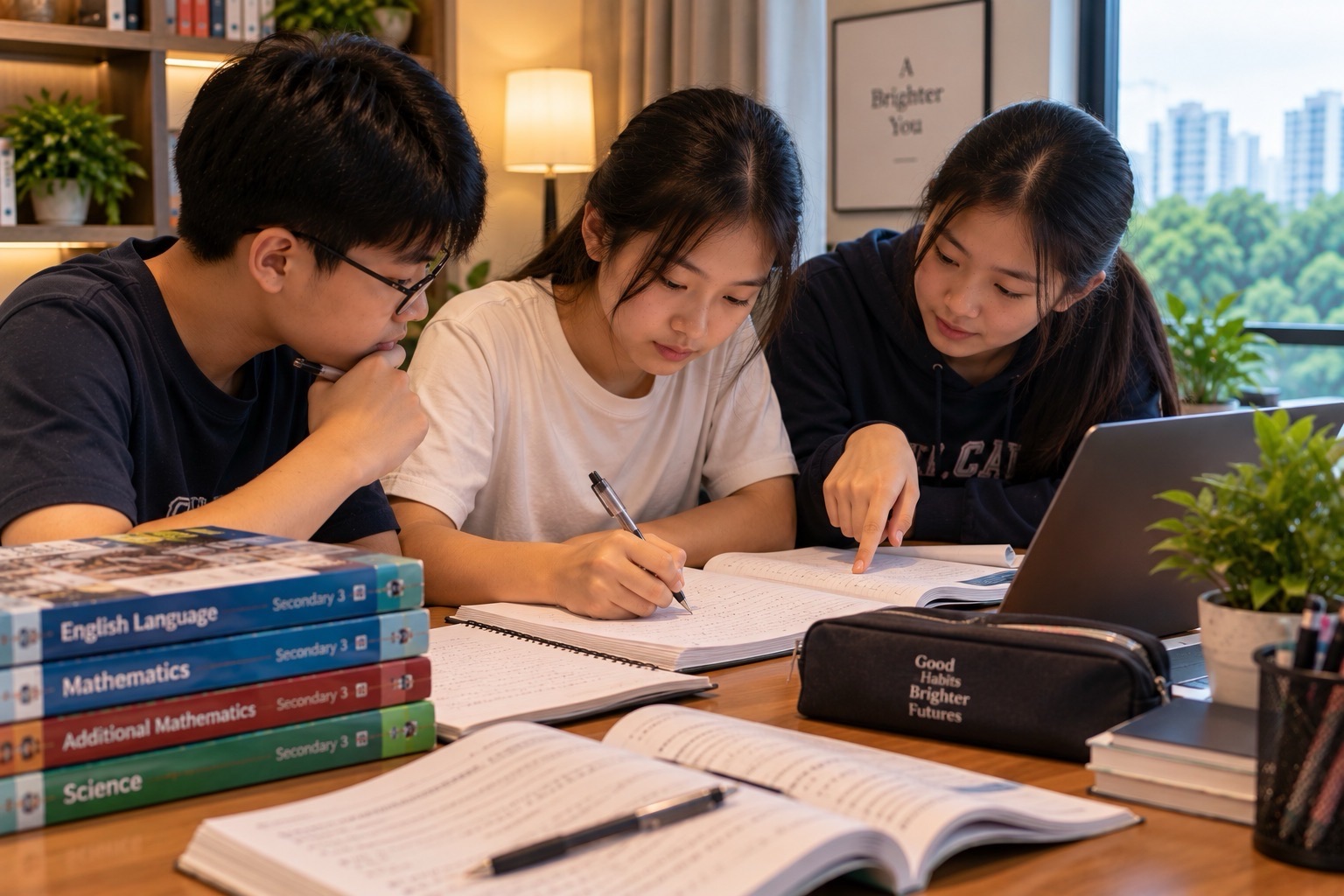Students carrying out focused mathematics practice in a small-group setting