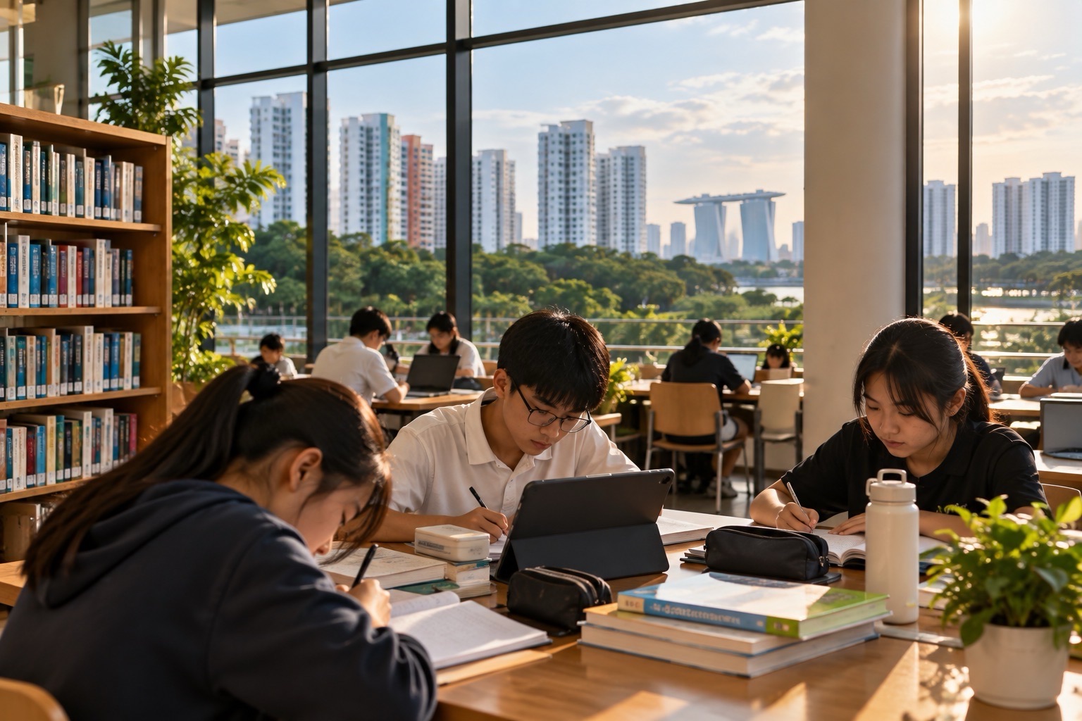 Students studying together during a focused small-group science lesson